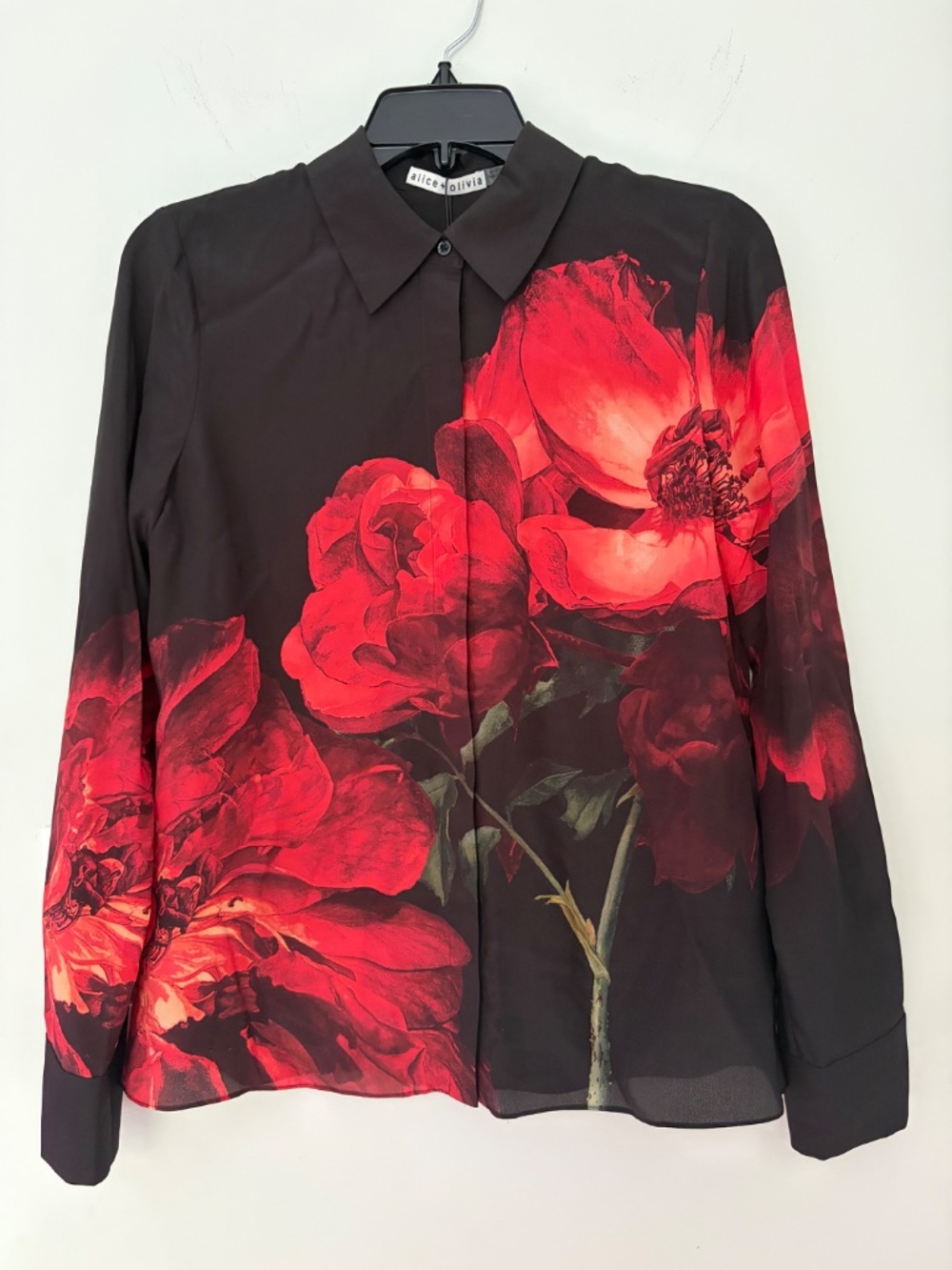 Alice + Olivia Brady Slim Peony Floral Silk Blouse size S - Picture 13 of 13